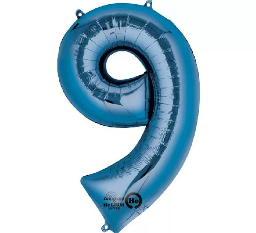 Translation missing: pt-PT.Globo metalizado Azul número 9 de 86 cm de altura