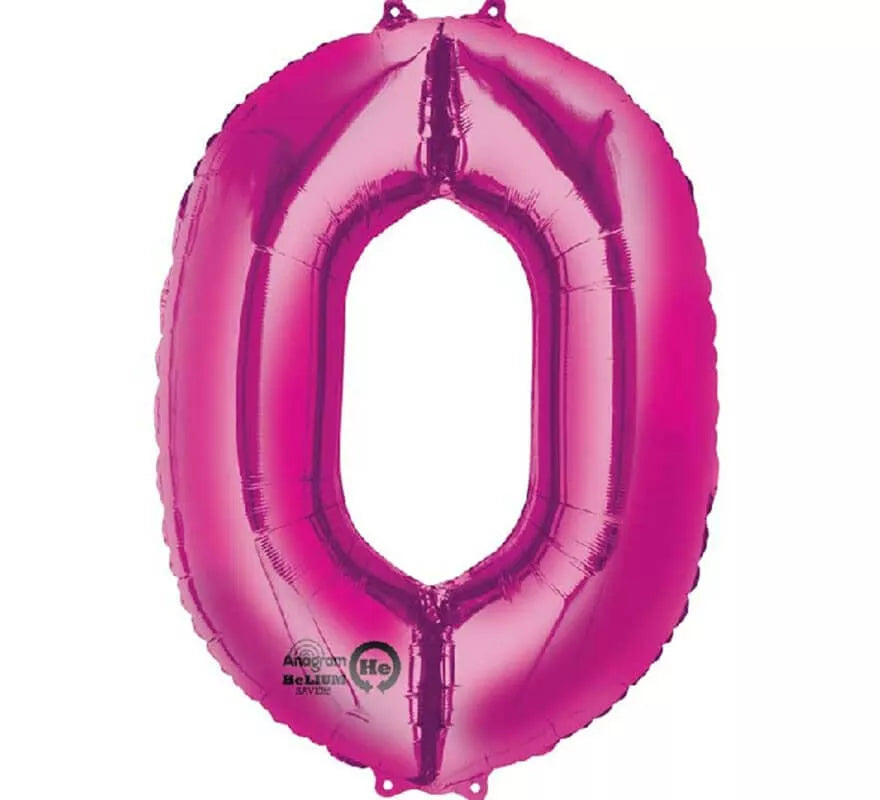 Translation missing: pt-PT.Globo metalizado Fucsia número 0 de 86 cm de altura