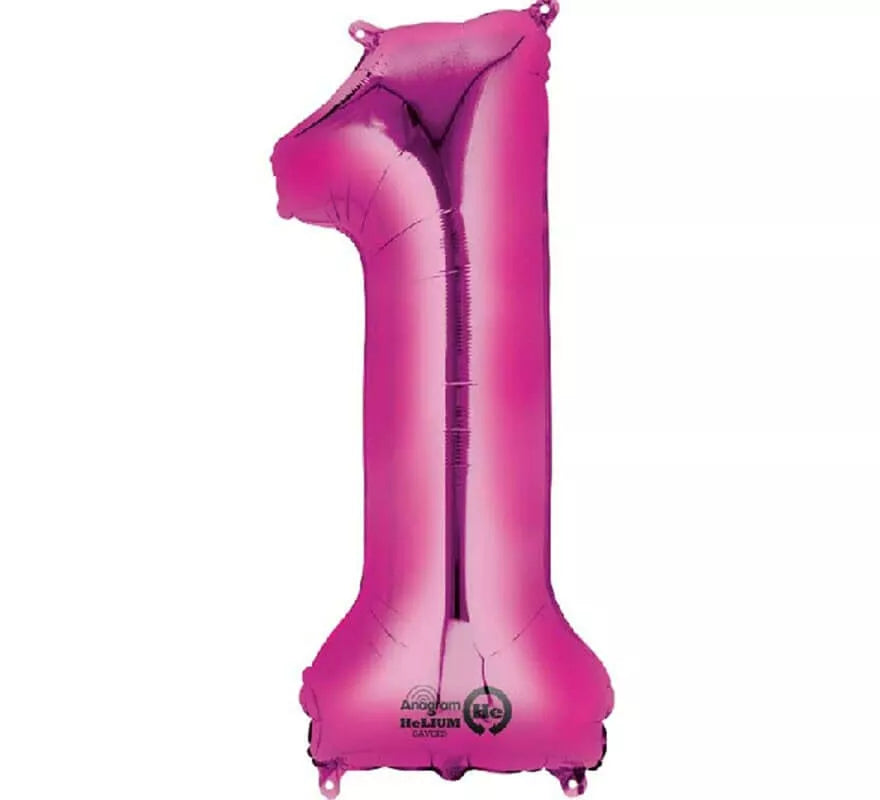 Translation missing: pt-PT.Globo metalizado Fucsia número 1 de 86 cm de altura
