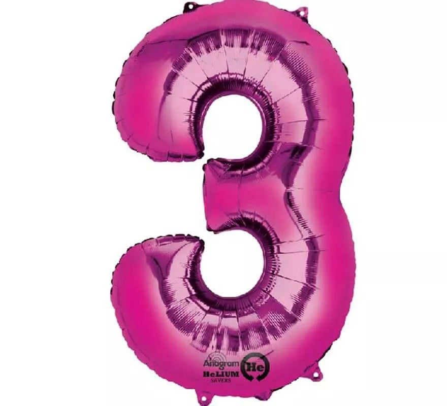 Translation missing: pt-PT.Globo metalizado Fucsia número 3 de 86 cm de altura