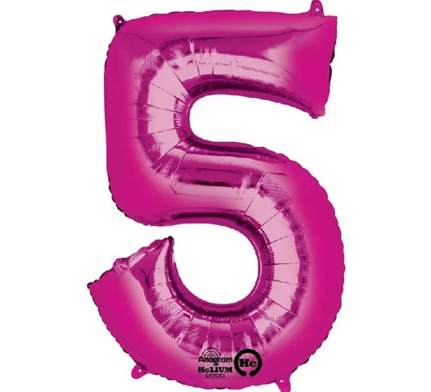 Translation missing: pt-PT.Globo metalizado Fucsia número 5 de 86 cm de altura