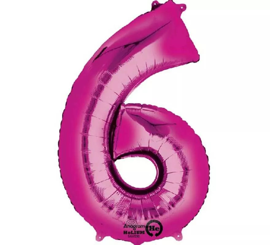 Translation missing: pt-PT.Globo metalizado Fucsia número 6 de 86 cm de altura