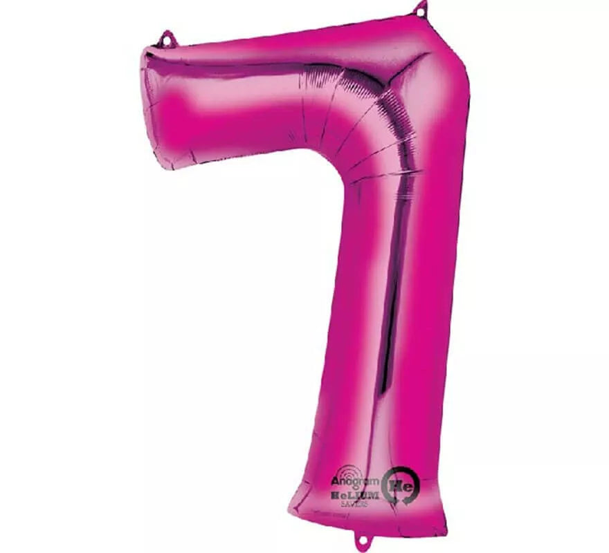 Translation missing: pt-PT.Globo metalizado Fucsia número 7 de 86 cm de altura