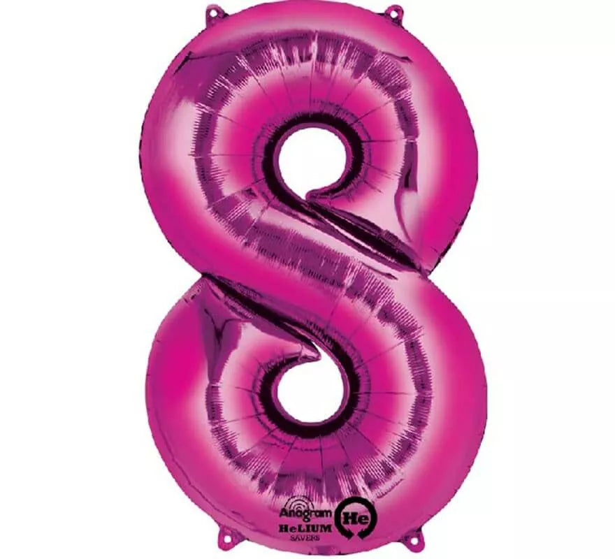 Translation missing: pt-PT.Globo metalizado Fucsia número 8 de 86 cm de altura