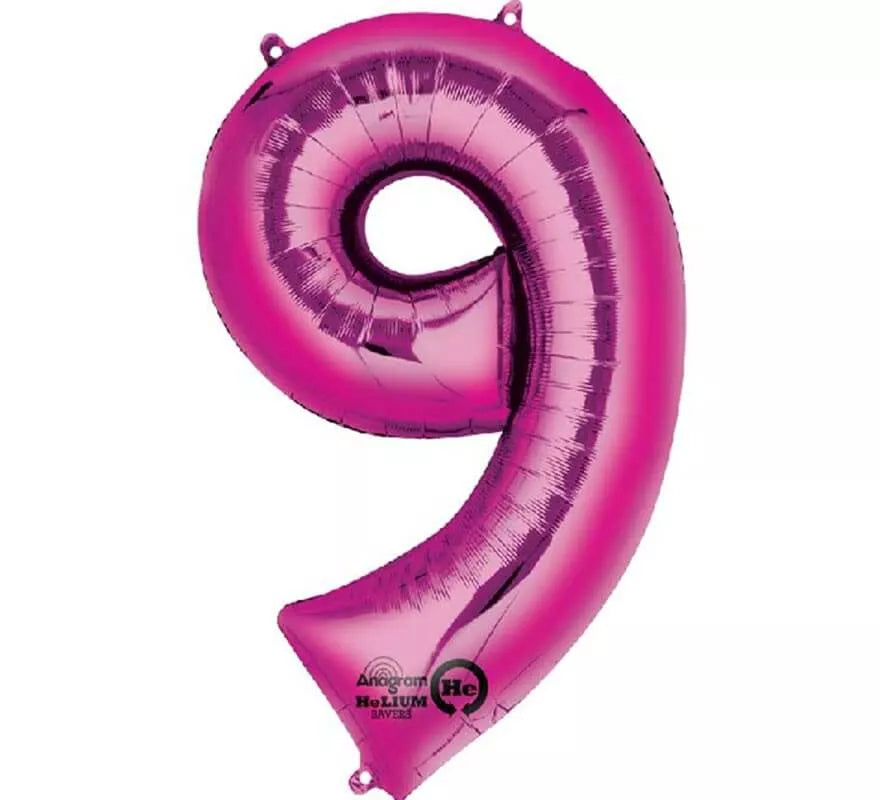 Translation missing: pt-PT.Globo metalizado Fucsia número 9 de 86 cm de altura