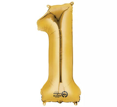 Balão metálico ouro número 33x86 cm