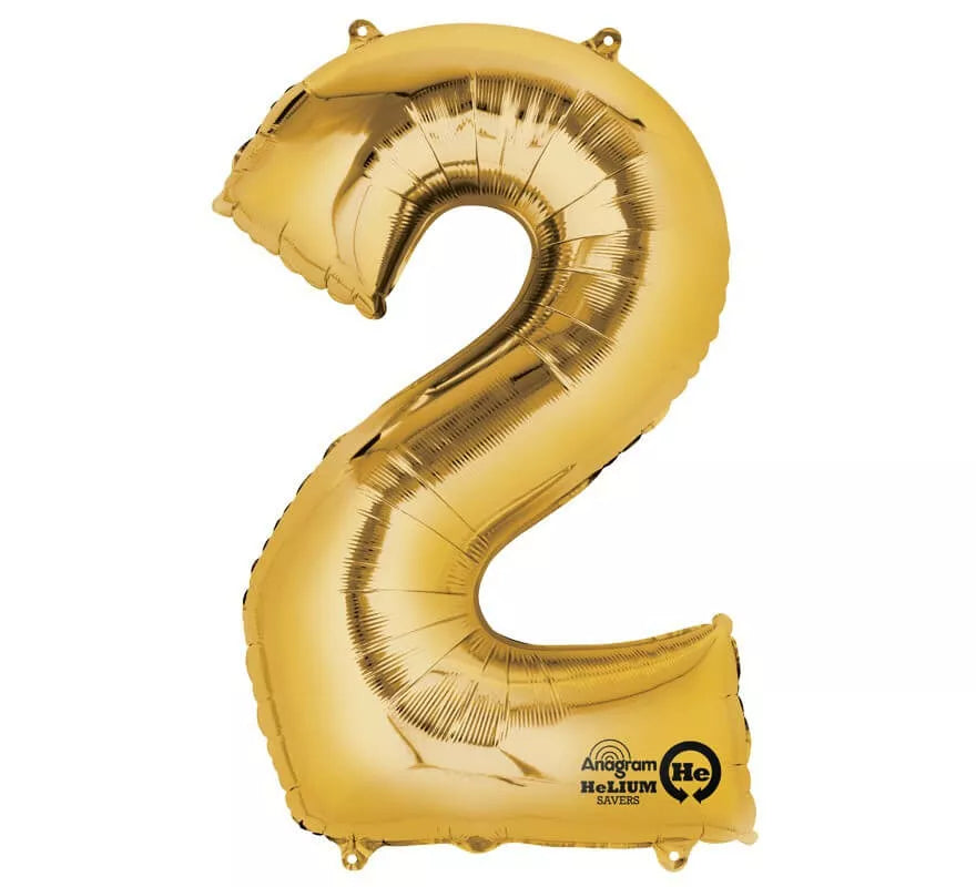 Globo metalizado Oro número 2 de 86 cm de altura