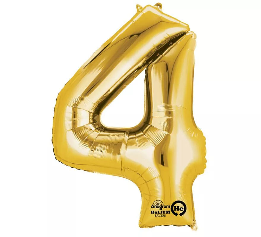 Globo metalizado Oro número 4 de 86 cm de altura
