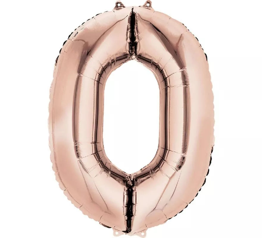 Translation missing: pt-PT.Globo metalizado Rosa Dorado número 0 de 86 cm de altura