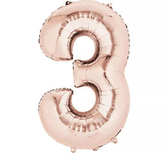 Balão metálico Rose Gold número 3