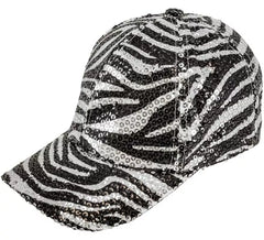 Boné com estampa de zebra e lantejoulas