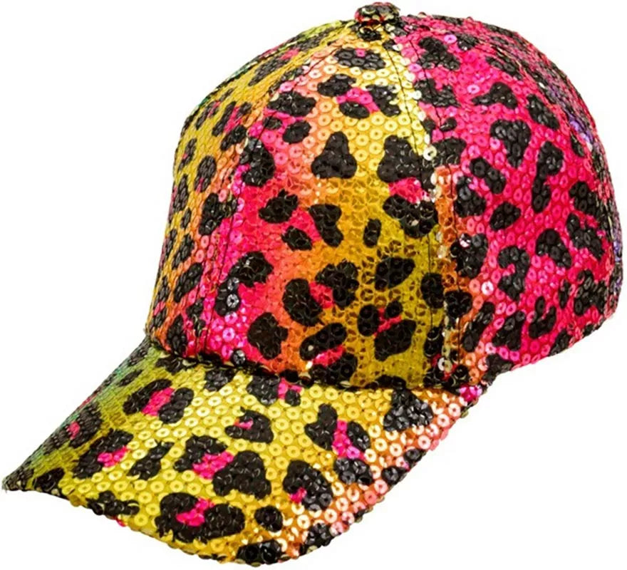 Translation missing: pt-PT.Gorra Animal Print Leopardo Arcoíris con Lentejuelas