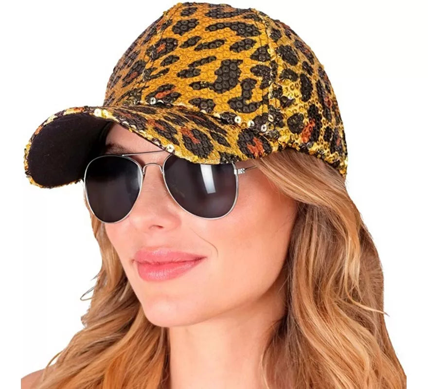 Translation missing: pt-PT.Gorra Animal Print Leopardo con Lentejuelas