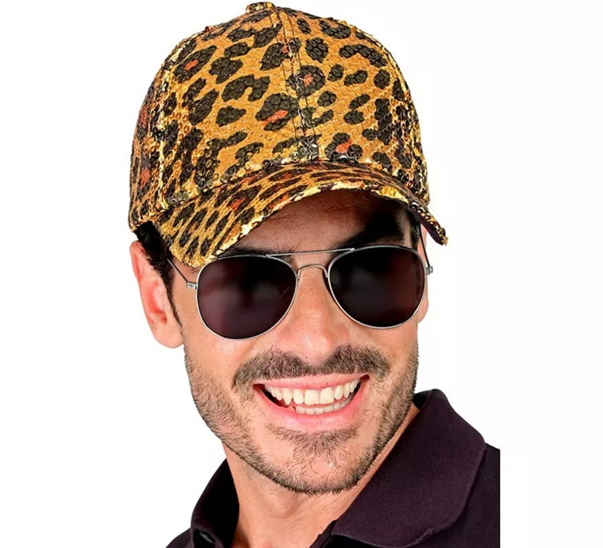 Translation missing: pt-PT.Gorra Animal Print Leopardo con Lentejuelas