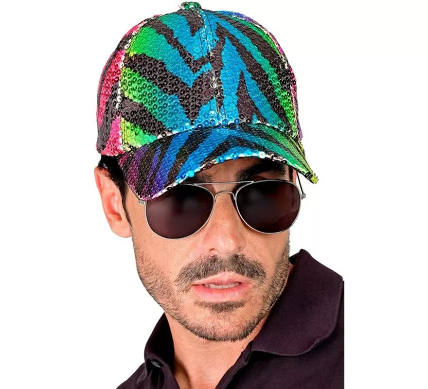 Translation missing: pt-PT.Gorra Animal Print Tigre Arcoíris con Lentejuelas