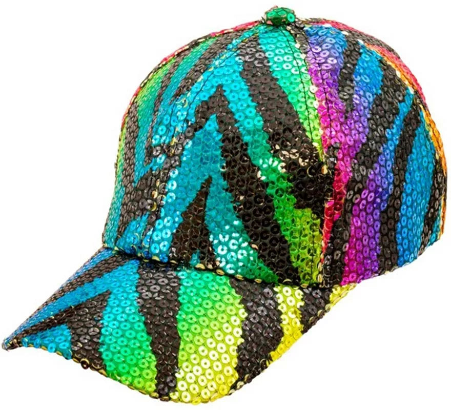 Translation missing: pt-PT.Gorra Animal Print Tigre Arcoíris con Lentejuelas