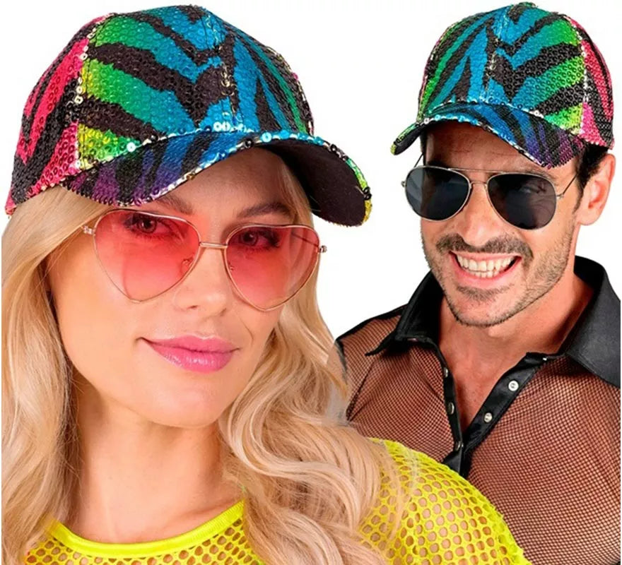 Translation missing: pt-PT.Gorra Animal Print Tigre Arcoíris con Lentejuelas