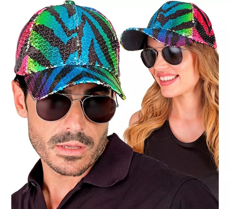 Translation missing: pt-PT.Gorra Animal Print Tigre Arcoíris con Lentejuelas
