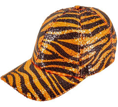 Boné com estampa de tigre e lantejoulas