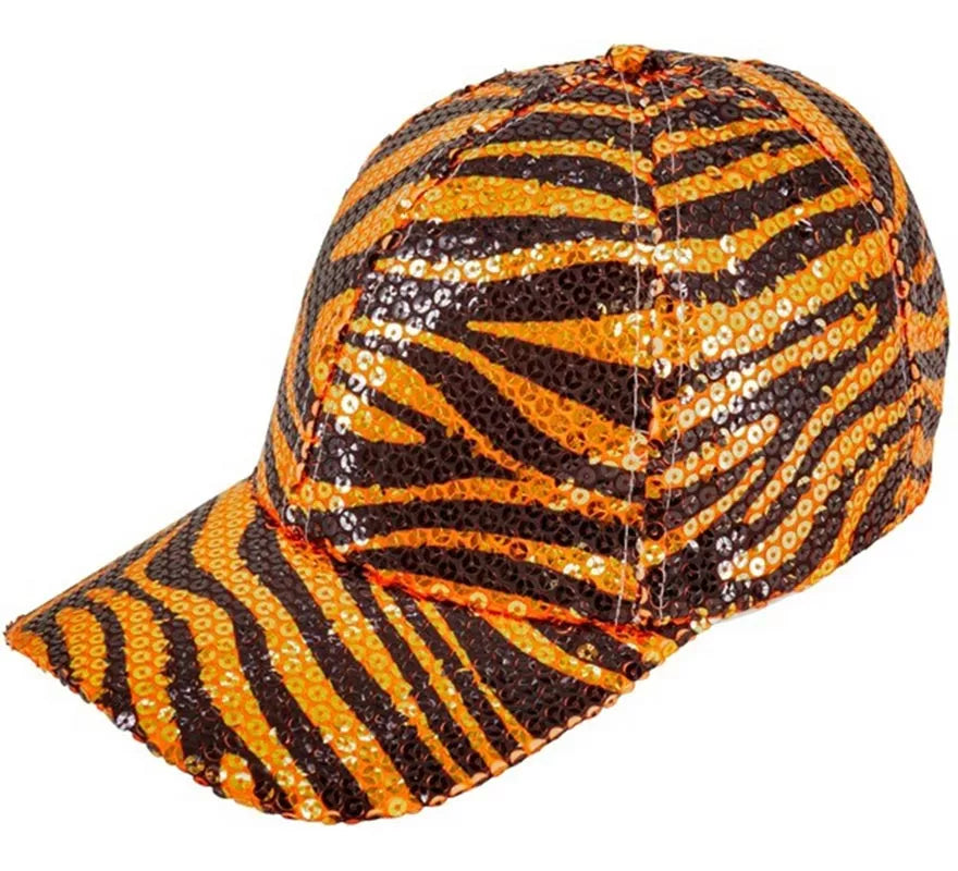 Translation missing: pt-PT.Gorra Animal Print Tigre con Lentejuelas