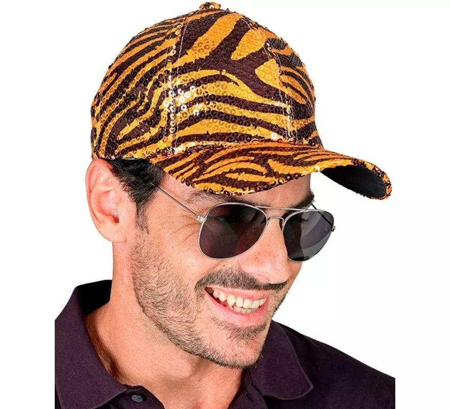 Translation missing: pt-PT.Gorra Animal Print Tigre con Lentejuelas