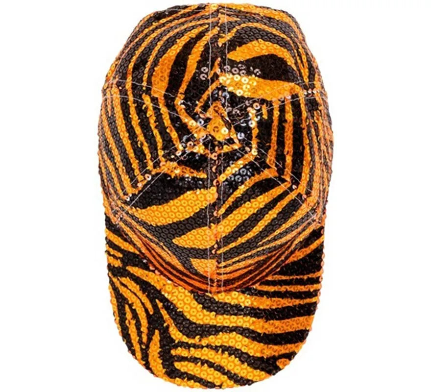 Translation missing: pt-PT.Gorra Animal Print Tigre con Lentejuelas