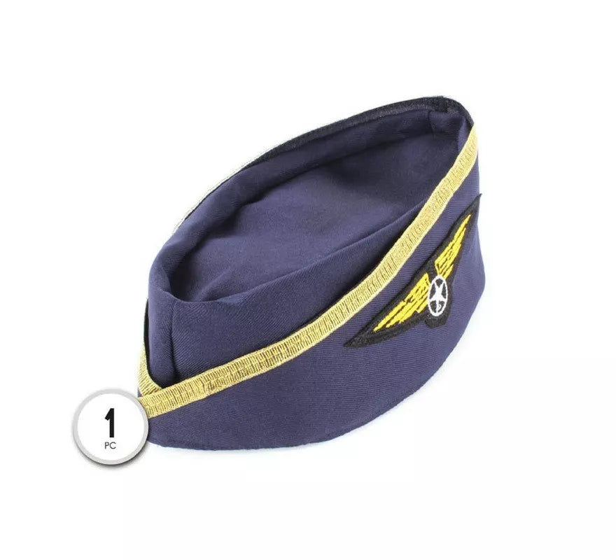 Translation missing: pt-PT.Gorra de Azafata azul con dorado adulto