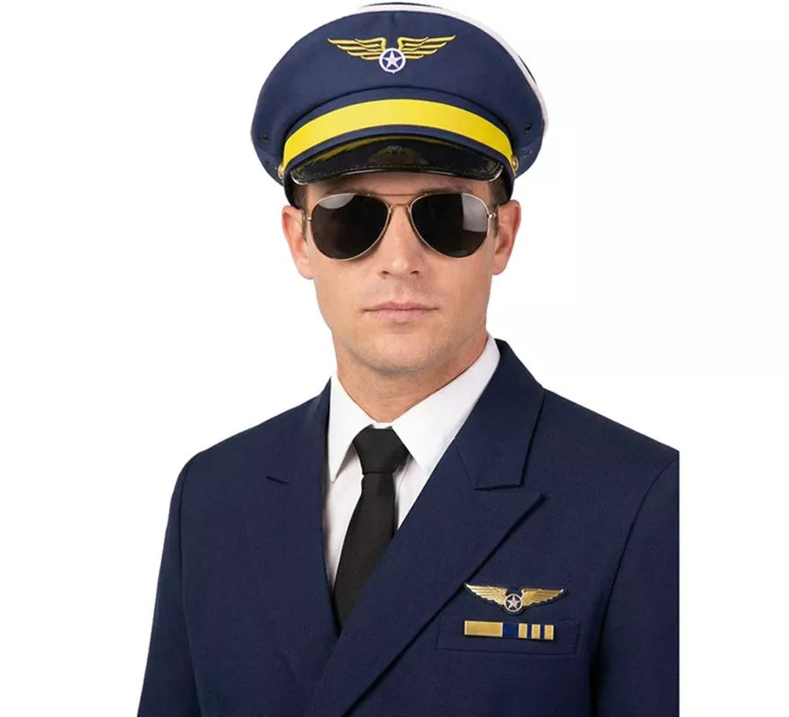 Translation missing: pt-PT.Gorra de Piloto azul y dorada