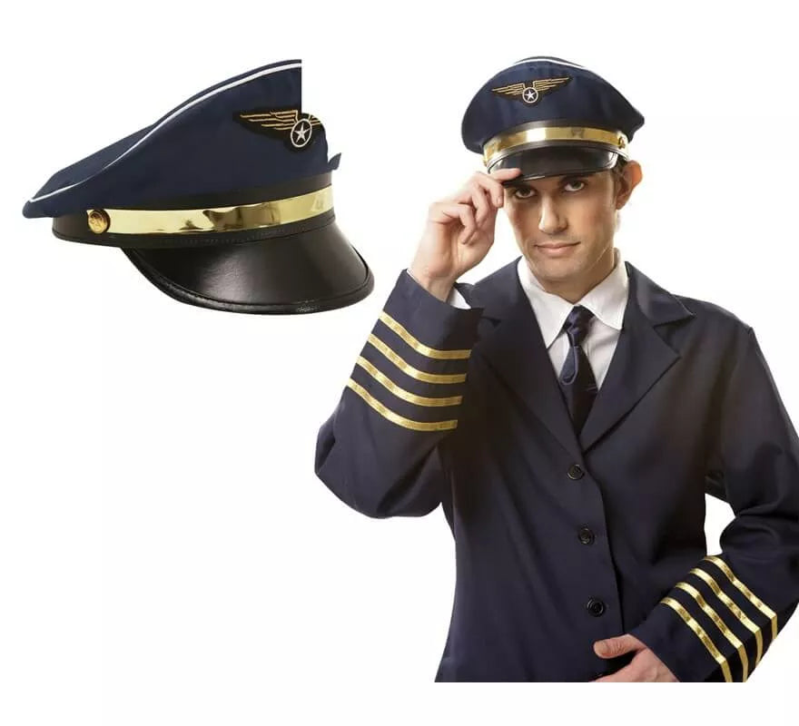 Translation missing: pt-PT.Gorra de Piloto de Aviación azul con Insignia