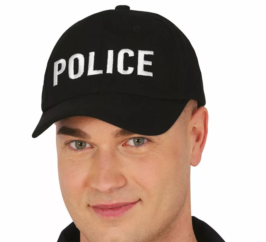 Translation missing: pt-PT.Gorra de Police negra adulto