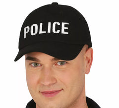 Boné policial preto adulto