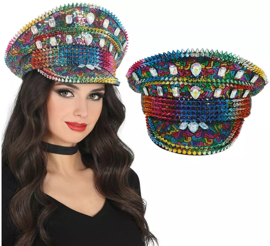 Translation missing: pt-PT.Gorra de Policía Arcoíris con Tachuelas adultos