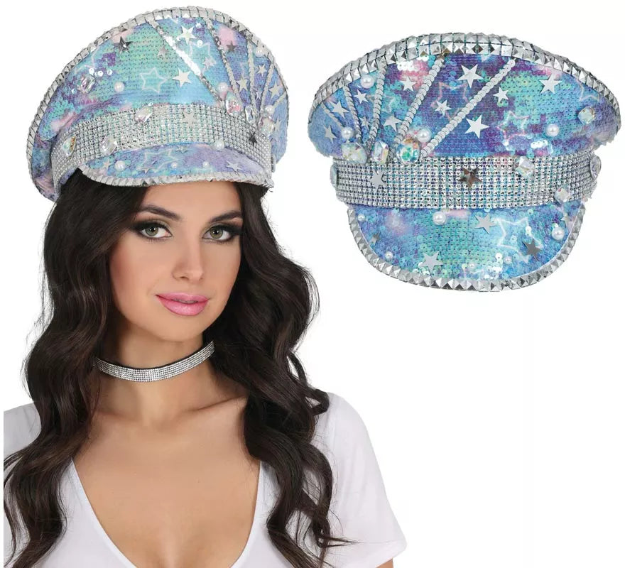 Translation missing: pt-PT.Gorra de Policía azul con Perlas adultos