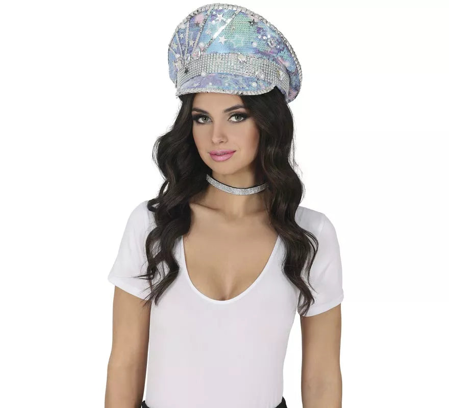 Translation missing: pt-PT.Gorra de Policía azul con Perlas adultos