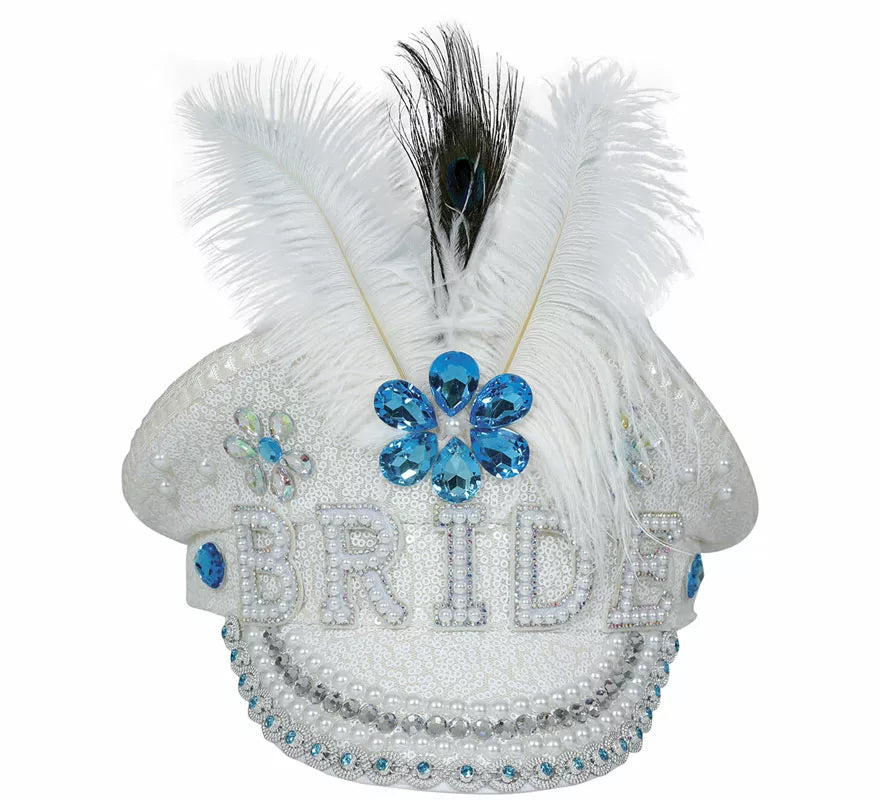 Translation missing: pt-PT.Gorra de Policía Bride con plumas y pedrería adulto