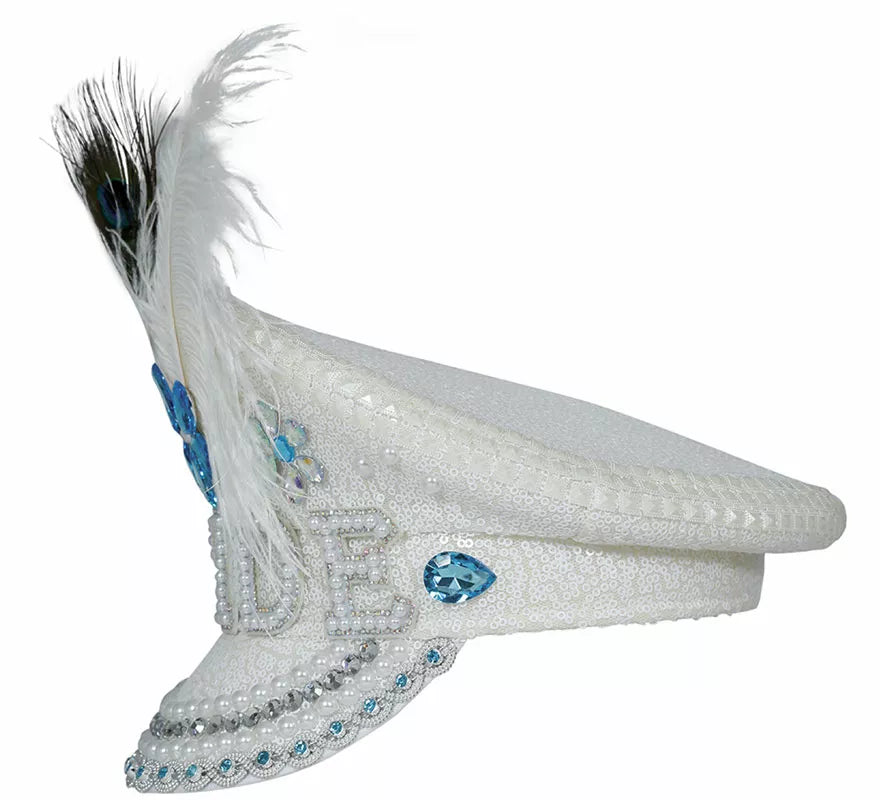 Translation missing: pt-PT.Gorra de Policía Bride con plumas y pedrería adulto