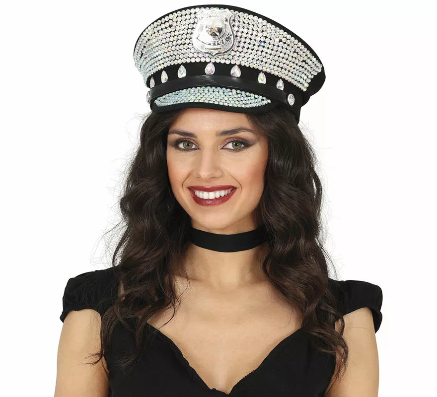 Translation missing: pt-PT.Gorra de Policía con brillantes adulto
