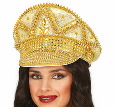 Boné policial dourado adulto com strass
