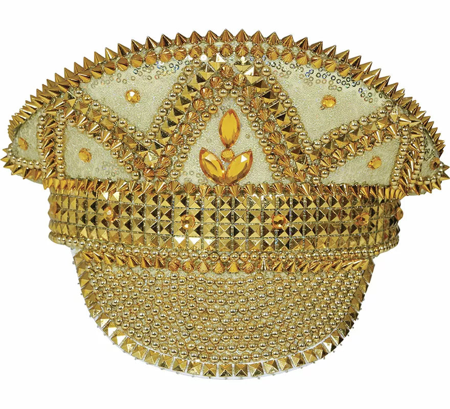 Translation missing: pt-PT.Gorra de Policía dorado con pedrería adulto