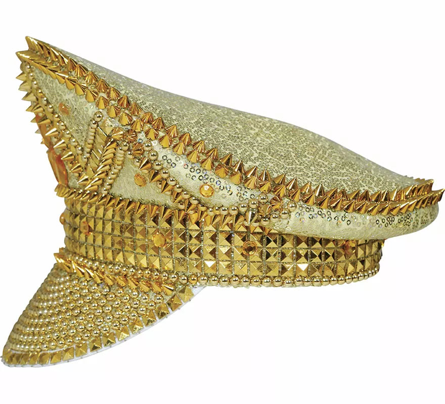 Translation missing: pt-PT.Gorra de Policía dorado con pedrería adulto