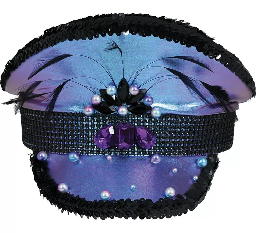 Translation missing: pt-PT.Gorra de Policía morada con Plumas adultos