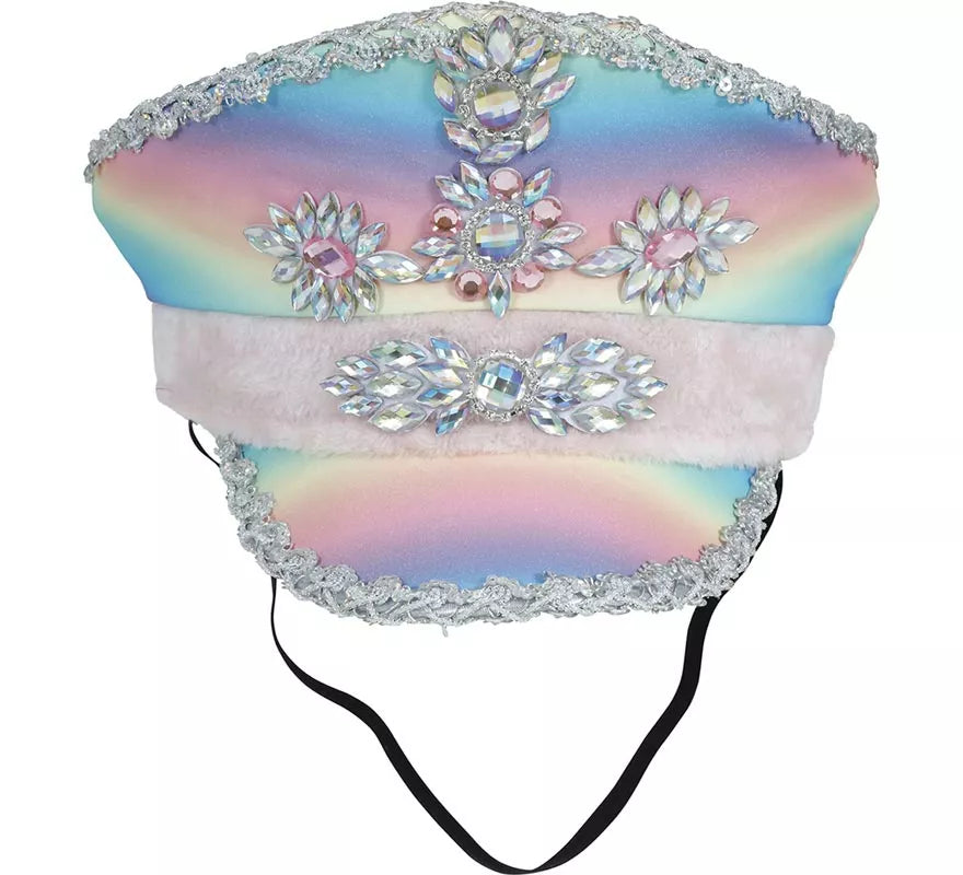 Translation missing: pt-PT.Gorra de Policía multicolor con Cinta rosa adultos