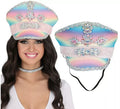 Gorra de Policía multicolor con Cinta rosa adultos