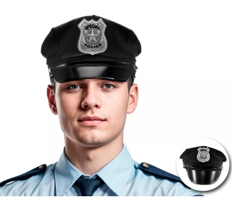 Translation missing: pt-PT.Gorra de Policía negro adulto