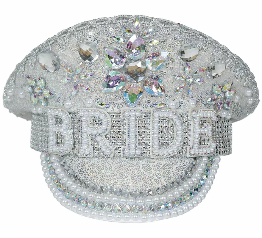 Translation missing: pt-PT.Gorra de Policía plateado Bride con pedrería adulto