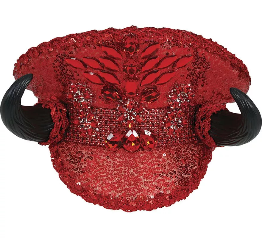 Translation missing: pt-PT.Gorra de Policía roja con Cuernos adultos