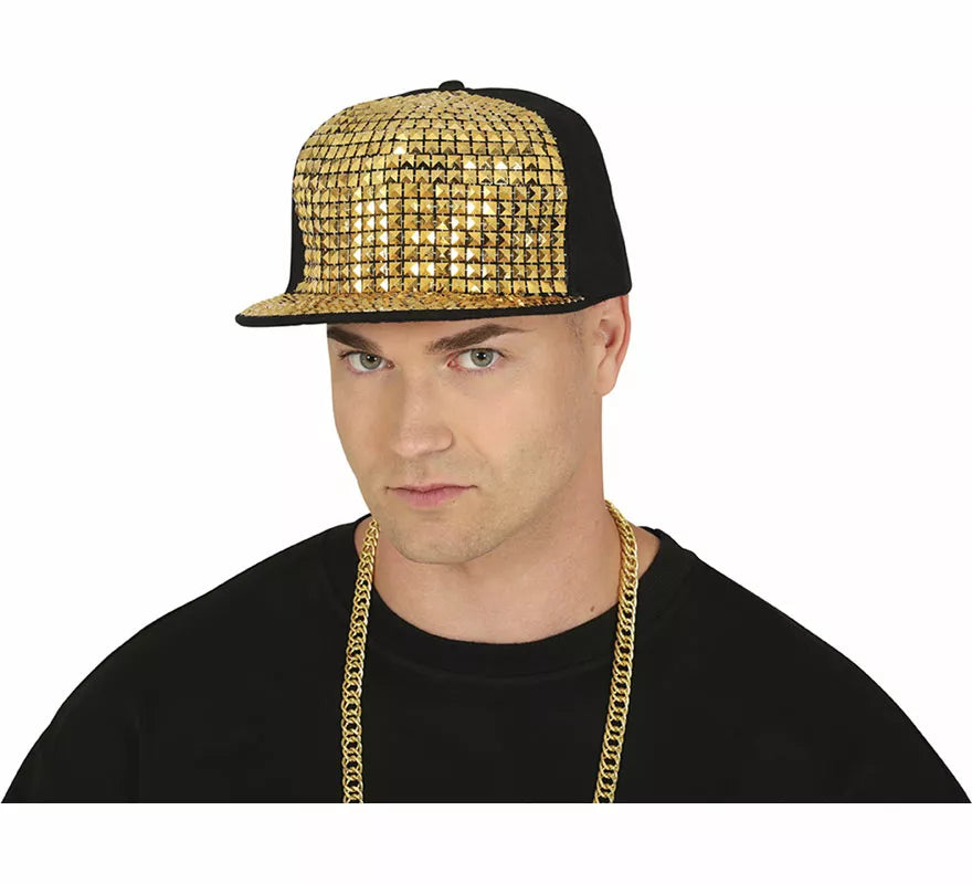 Translation missing: pt-PT.Gorra de Rapero con remaches dorados adulto