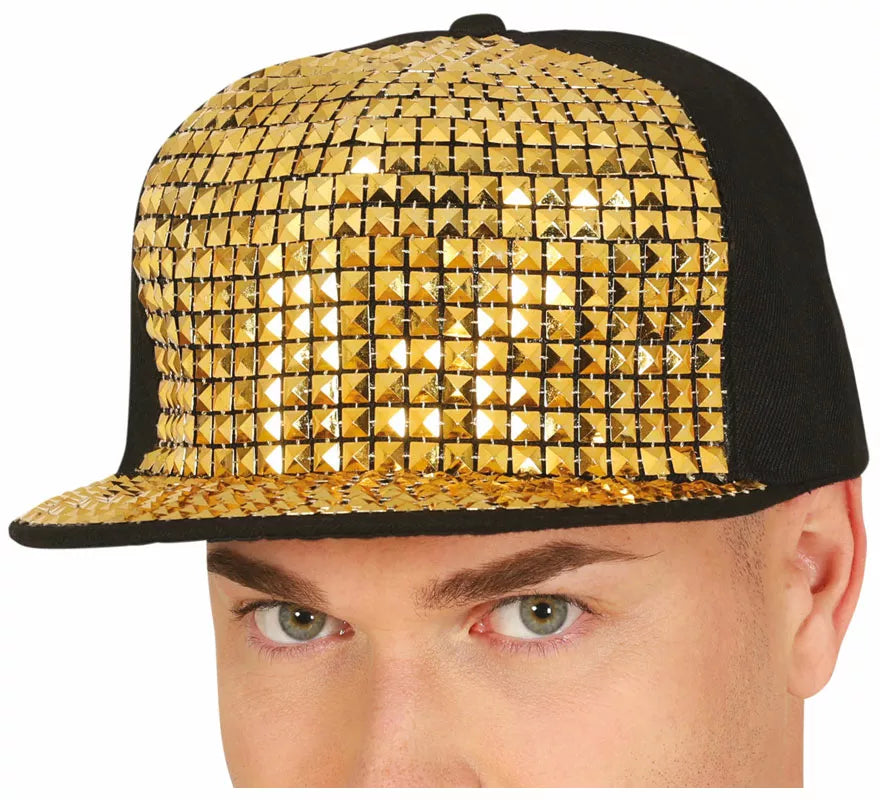 Translation missing: pt-PT.Gorra de Rapero con remaches dorados adulto