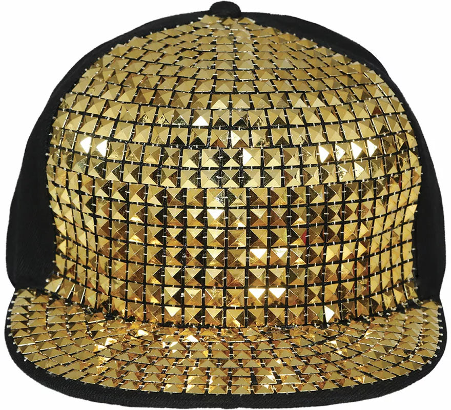 Translation missing: pt-PT.Gorra de Rapero con remaches dorados adulto
