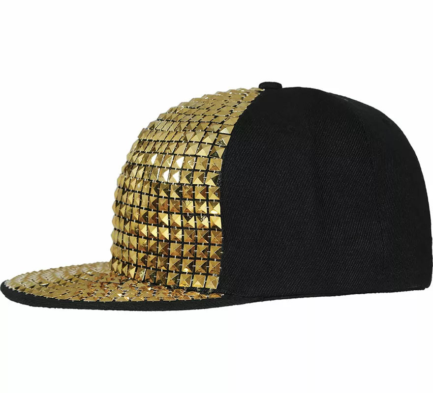 Translation missing: pt-PT.Gorra de Rapero con remaches dorados adulto